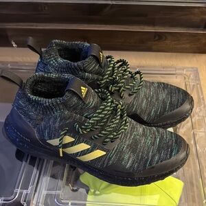 Adidas Ultra Boost Black and Green Knit Sneakers